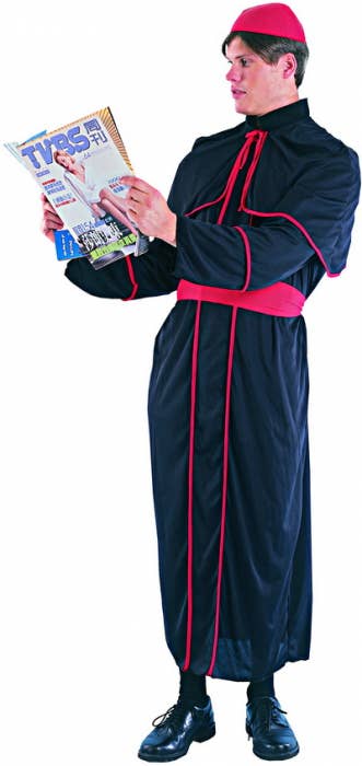 Men's Cardinal of the Church Black and Red Priest Costume Main Image