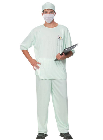 Green Surgical Scrubs Men's Doctor Uniform Costume