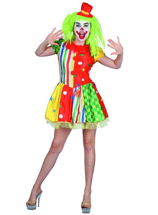 Bright Coloured Womens Circus Clown Costume | Womens Clown Costume