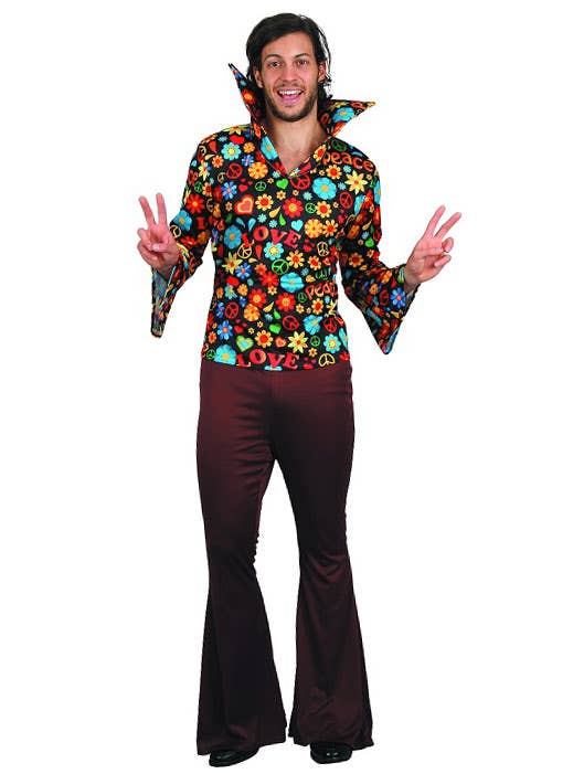 70s Floral Hippie Dress Up Costume For Men