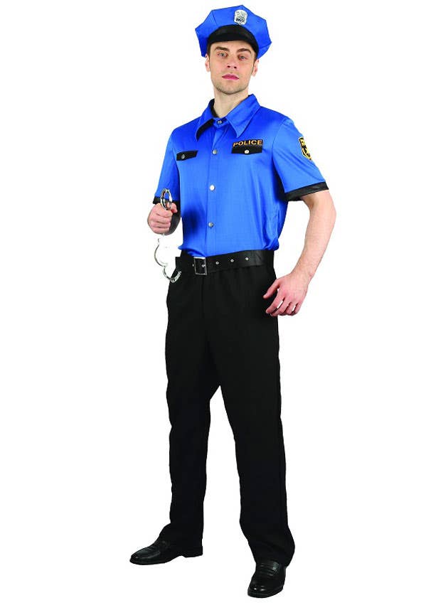 Blue and Black Police Officer Uniform Costume for Men