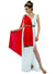 Womens Red and White Long Greek Goddess Toga Costume