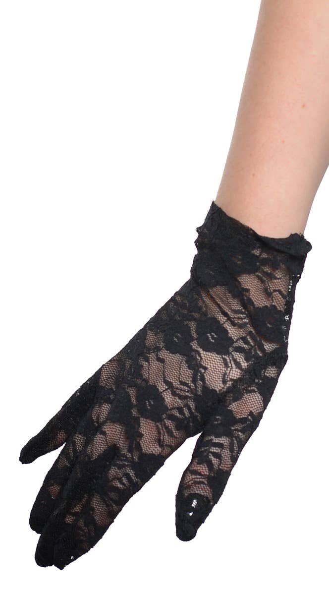 Image of Lace Black Women's 80's Costume Gloves - Alternate Image