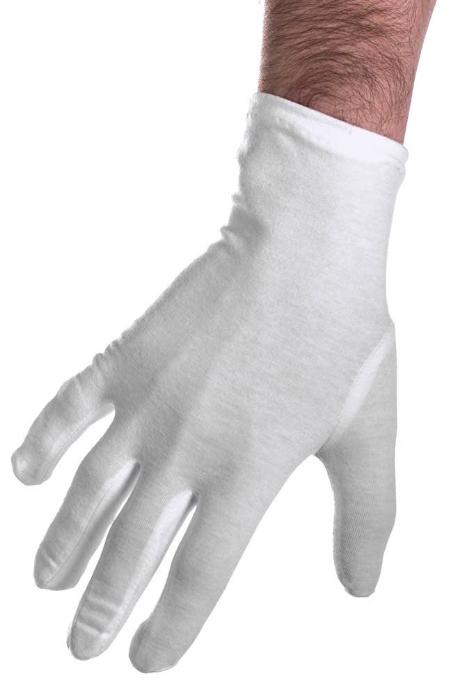 White Cotton Costume Gloves for Adults Main Image