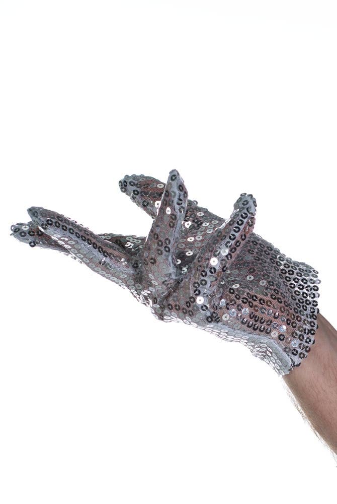 Silver Sequin Michael Jackson Costume Gloves