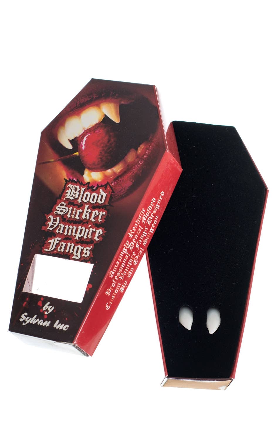 Blood Sucker Vampire Fangs in a Coffin with Fitting Putty Halloween Accessory