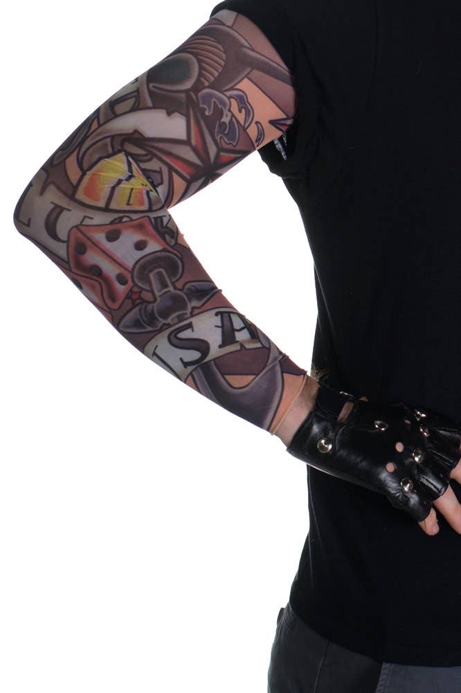 Freedom and Luck Adult's Novelty Tattoo Sleeve - Alternate Image