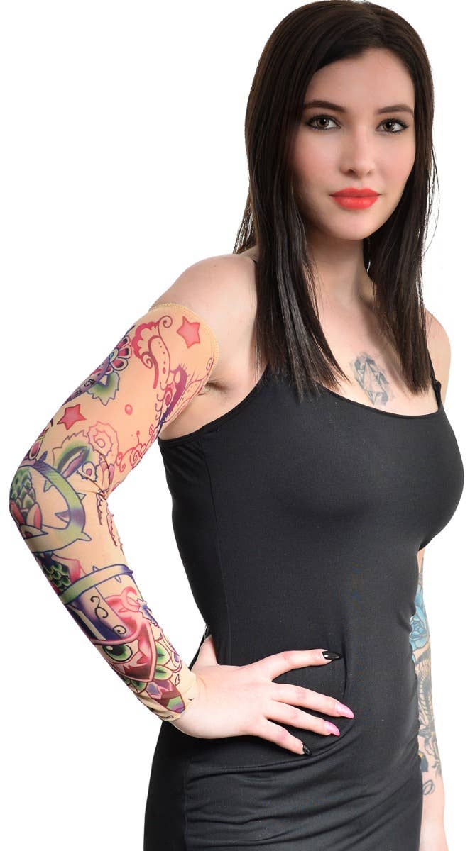 Adult's Fake Tattoo Costume Sleeve Accessory - Front