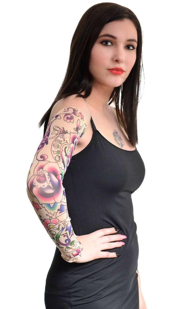 Adult's Fake Tattoo Costume Sleeves Accessories - Front 