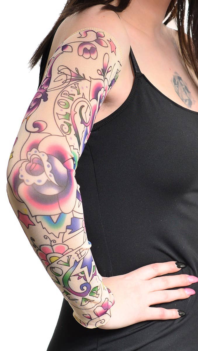 Adult's Fake Tattoo Costume Sleeves Accessories - Front Close Up