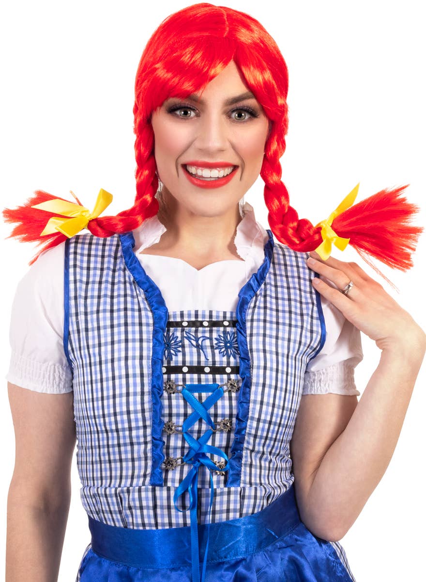 Image of Plaited Red Pigtails Women's Costume Wig