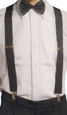 Roaring 20s Black Costume Suspenders | 1920s Black Gangster Braces