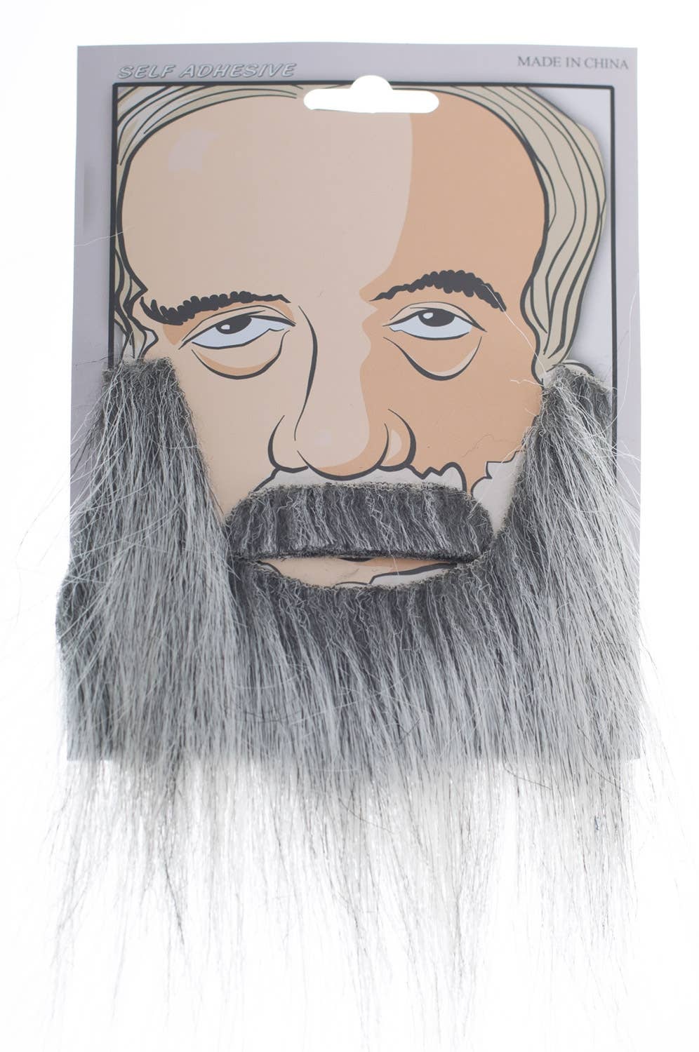 Old Person Grey Fake Stick On Moustache And Beard Costume Accessory