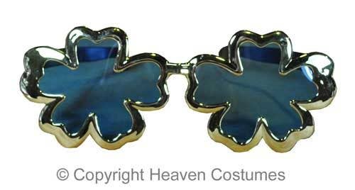 Blue and Gold Retro 70's Jumbo Flower Costume Glasses