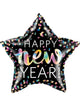 Image of Iridescent Confetti Black Star Happy New Year 50cm Foil Balloon