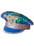 Image of Deluxe Iridescent Blue Shimmer Festival Hat with Jewels - Side View