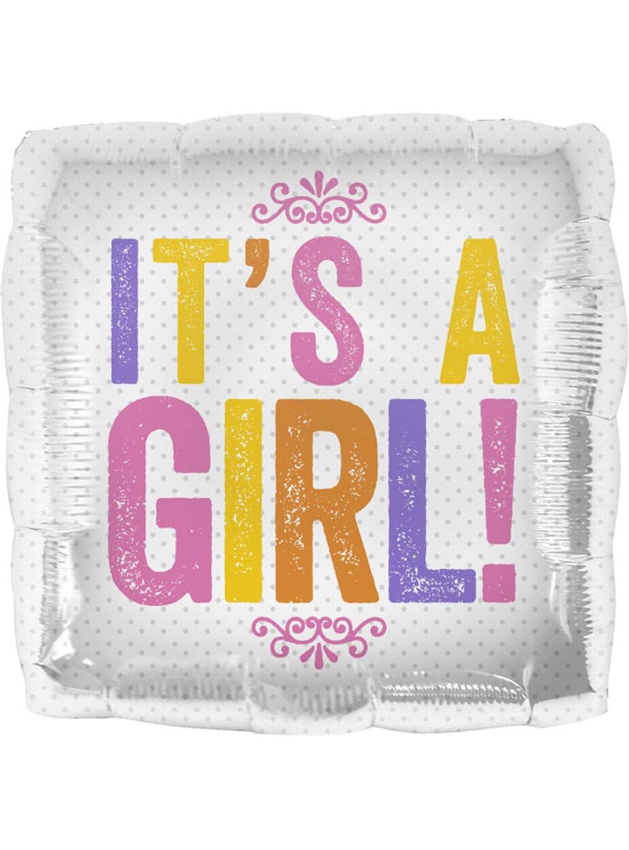 Image of Its A Girl 45cm Square Shaped Foil Balloon