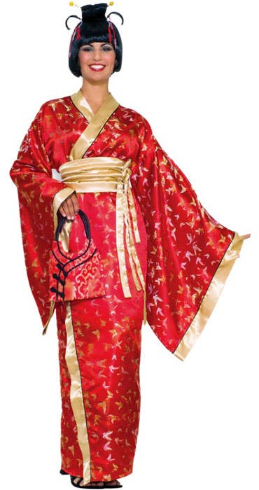 Womens Red International Butterfly Japanese Kimono Costume - Main Image