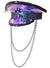 Image of Deluxe Purple Shimmer Festival Hat with Chains - Side View