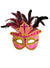 Women's Bejewelled Pink Velvet Deluxe Masquerade Mask with Feathers Main Image