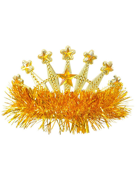 Jewelled Yellow Gold Tiara with Tinsel Costume Accessory