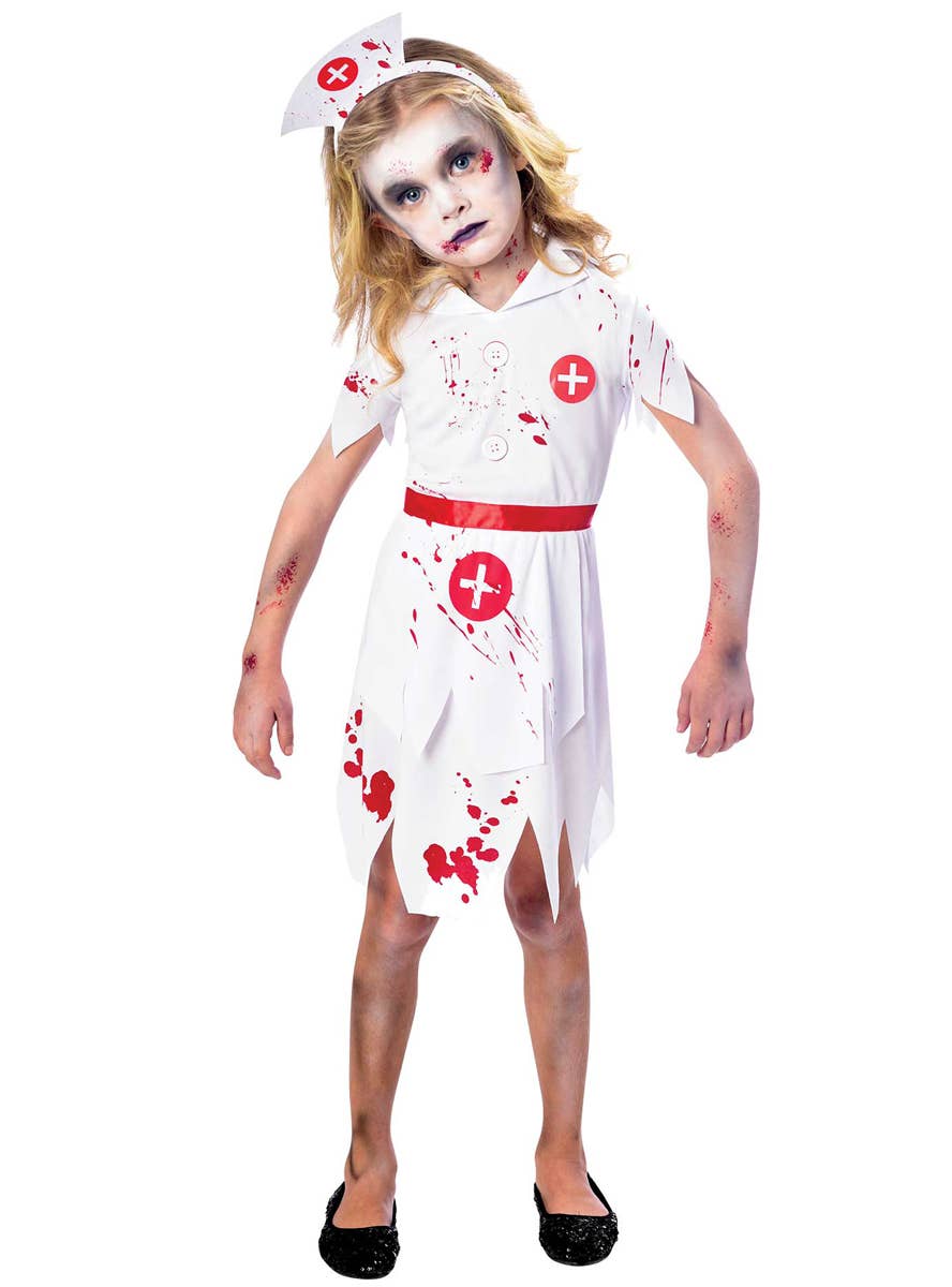 Image of Blood Splattered Zombie Nurse Girls Halloween Costume - Main Image