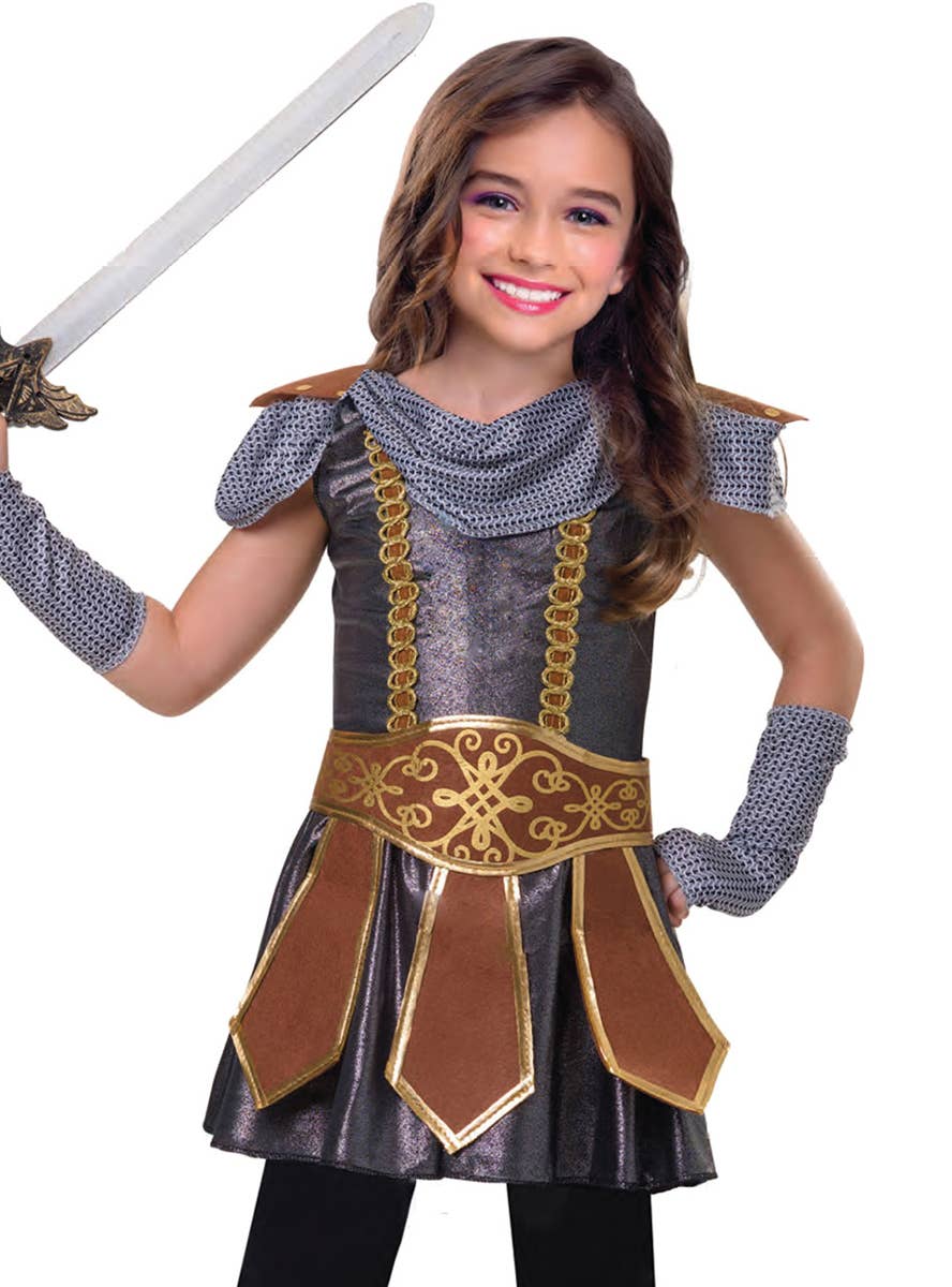 Girls Medieval Knight Costume - Close Image
