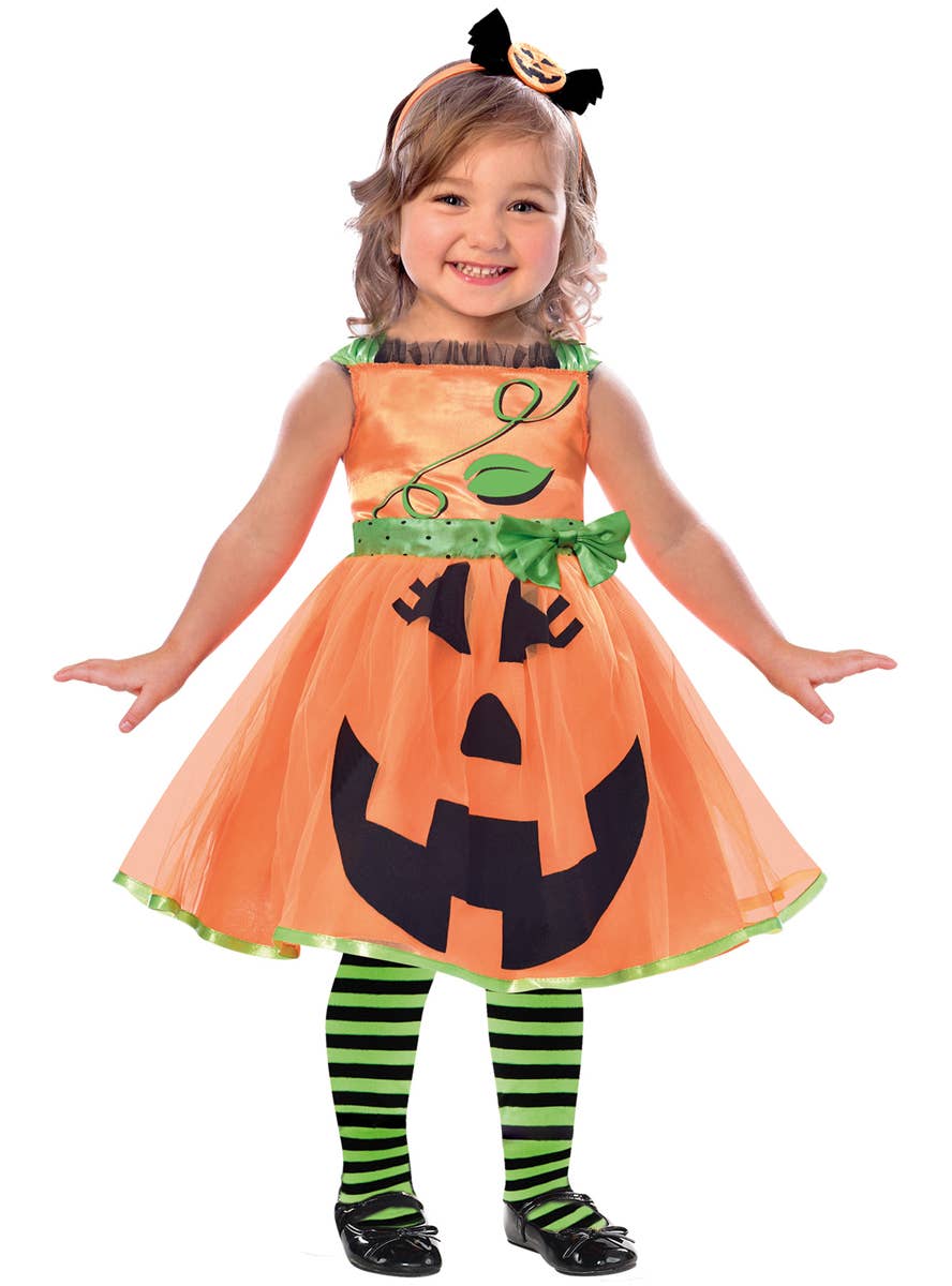 Image of Cute Pumpkin Toddler Girls Halloween Costume - Main Image