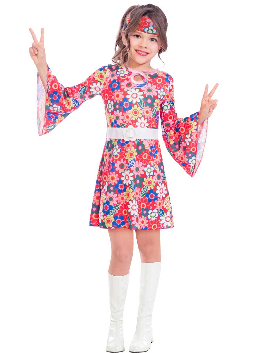 Girls Flower Power 60s Hippie Costume