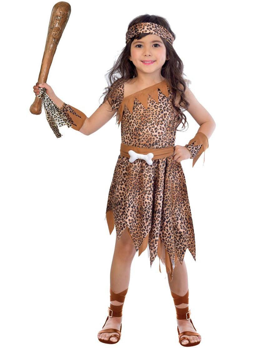 Girls Leopard Print Cavegirl Costume