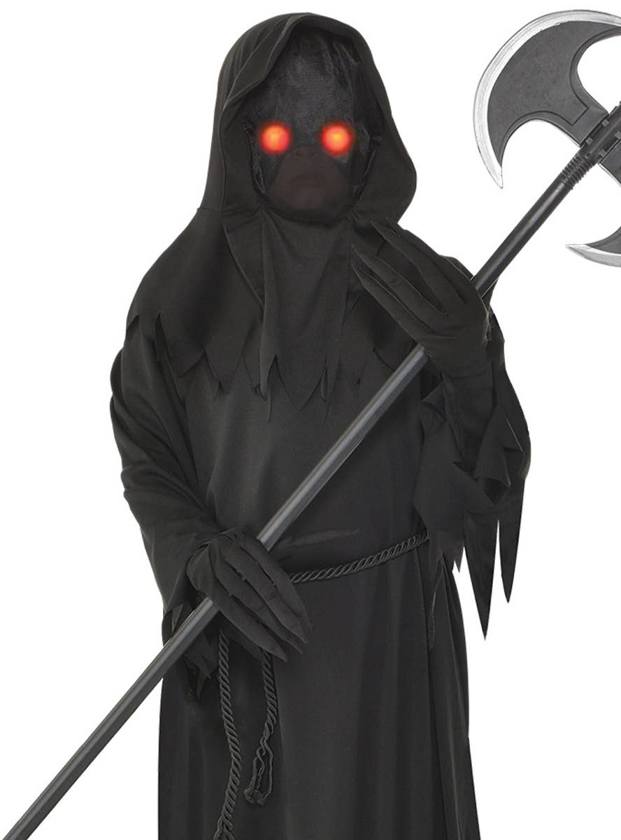 Image of Glaring Grim Reaper Boys Halloween Costume - Close Image