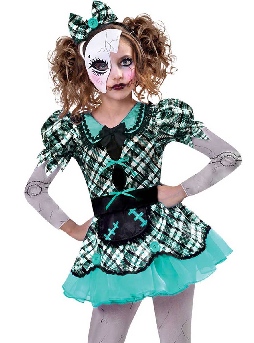 Image of Dark Doll Teen Girls Halloween Costume - Close Image