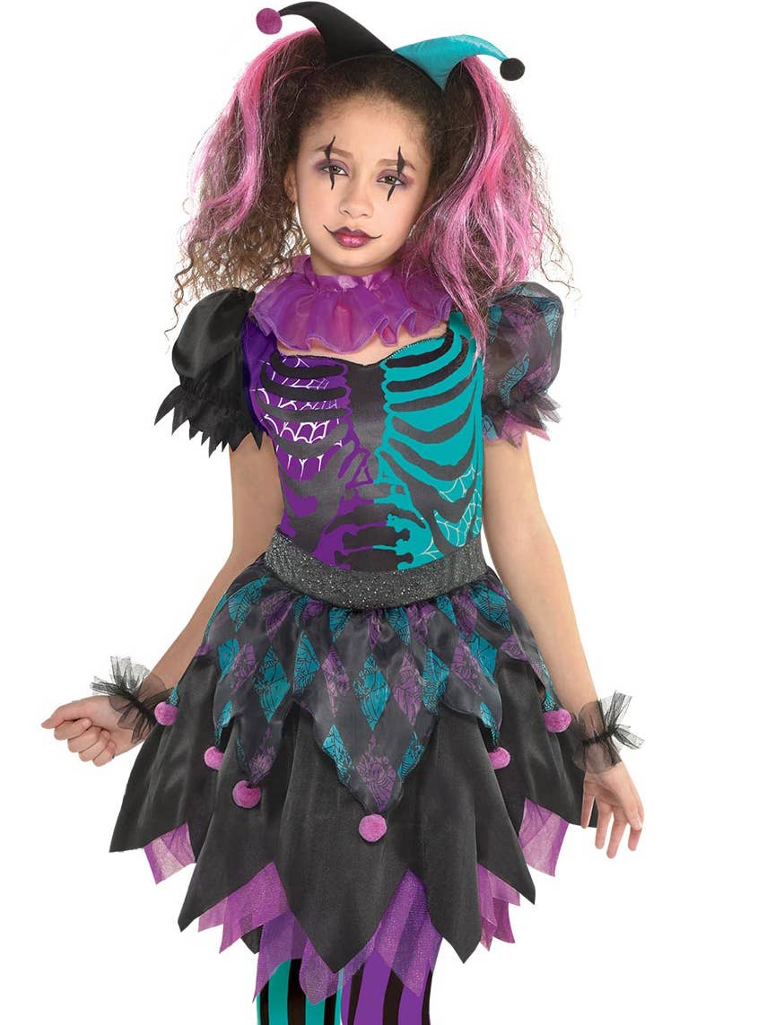 Image of Haunted Harlequin Teen Girls Halloween Costume - Alternate Image