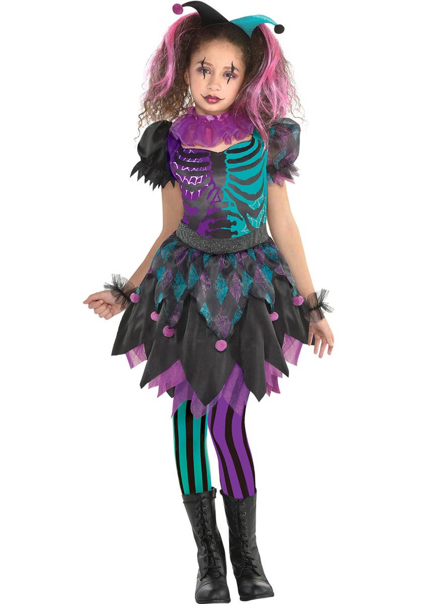 Image of Haunted Harlequin Teen Girls Halloween Costume - Main Image