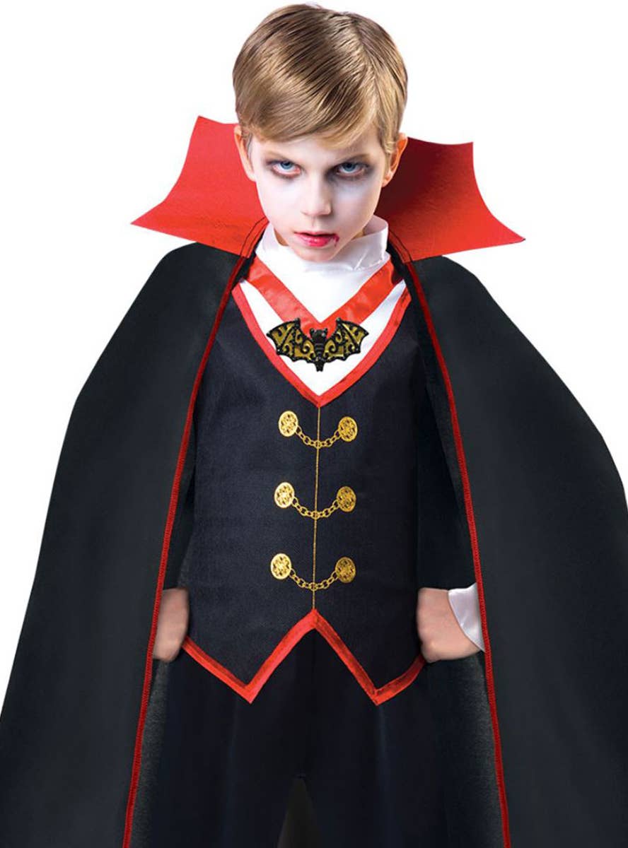 Image of Classic Dracula Vampire Boys Halloween Costume - Close Image