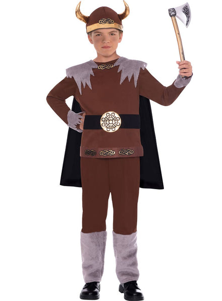 Boys Brown Viking Fancy Dress Costume