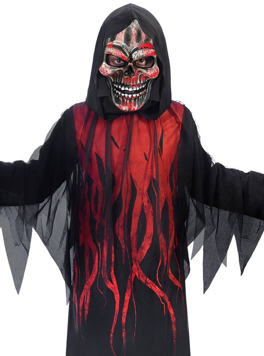 Image of Dark Shadow Grim Reaper Boys Halloween Costume - Close Image