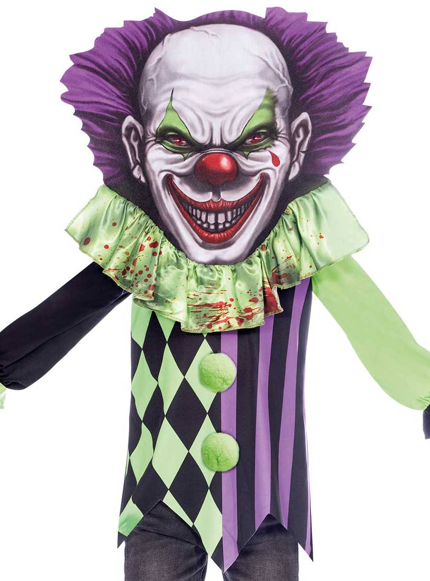 Image of Big Head Clown Boys Halloween Costume - Close Image