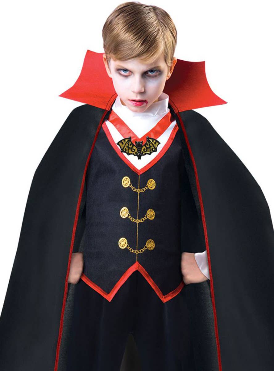 Image of Dracula Vampire Toddler Boys Halloween Costume - Close Image