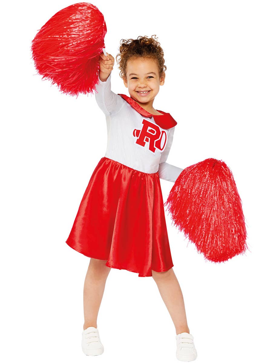 Girls Red and White Rydell High Cheerleader Costume Alt Image