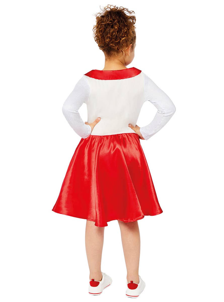Girls Red and White Rydell High Cheerleader Costume Back Image