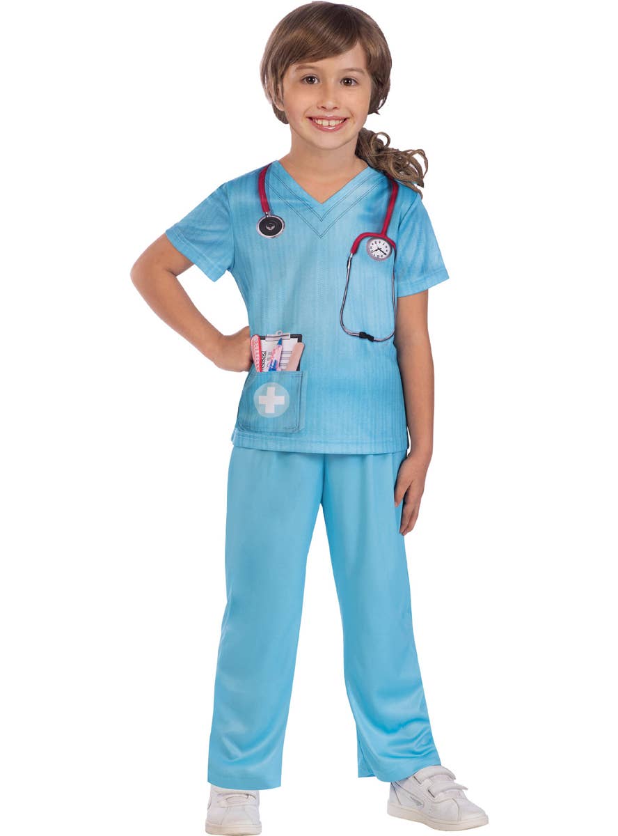 Girls Blue Scrubs Doctor Uniform Costume