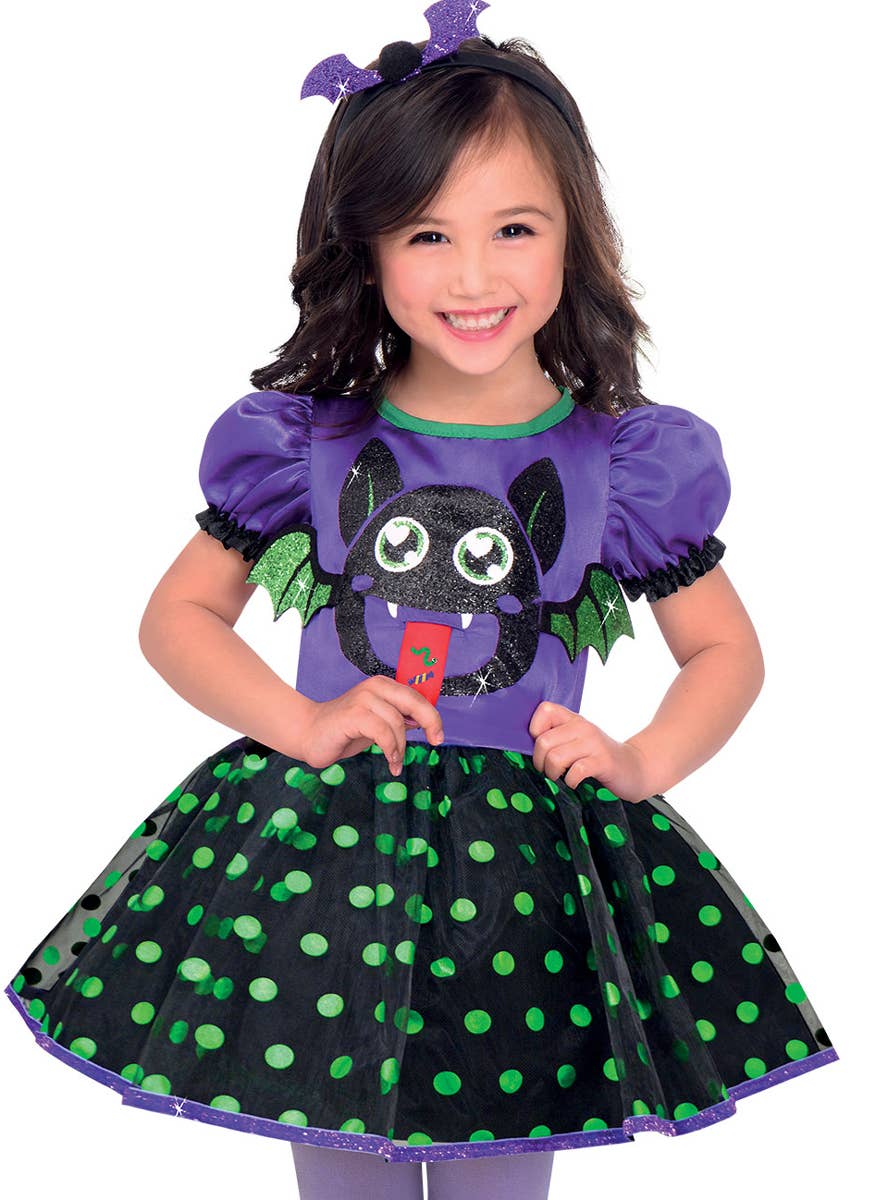 Image of Cheeky Little Bat Toddler Girls Halloween Costume - Close Image