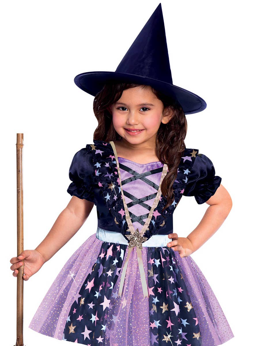 Image of Midnight Witch Toddler Girls Halloween Costume - Close Image