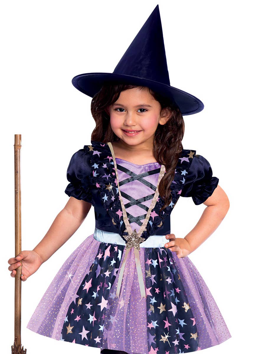 Image of Midnight Witch Girls Halloween Costume - Close Image