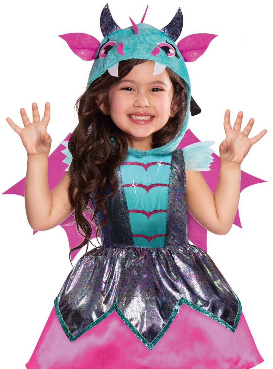 Image of Mystic Dragon Little Girls Halloween Costume - Close Image