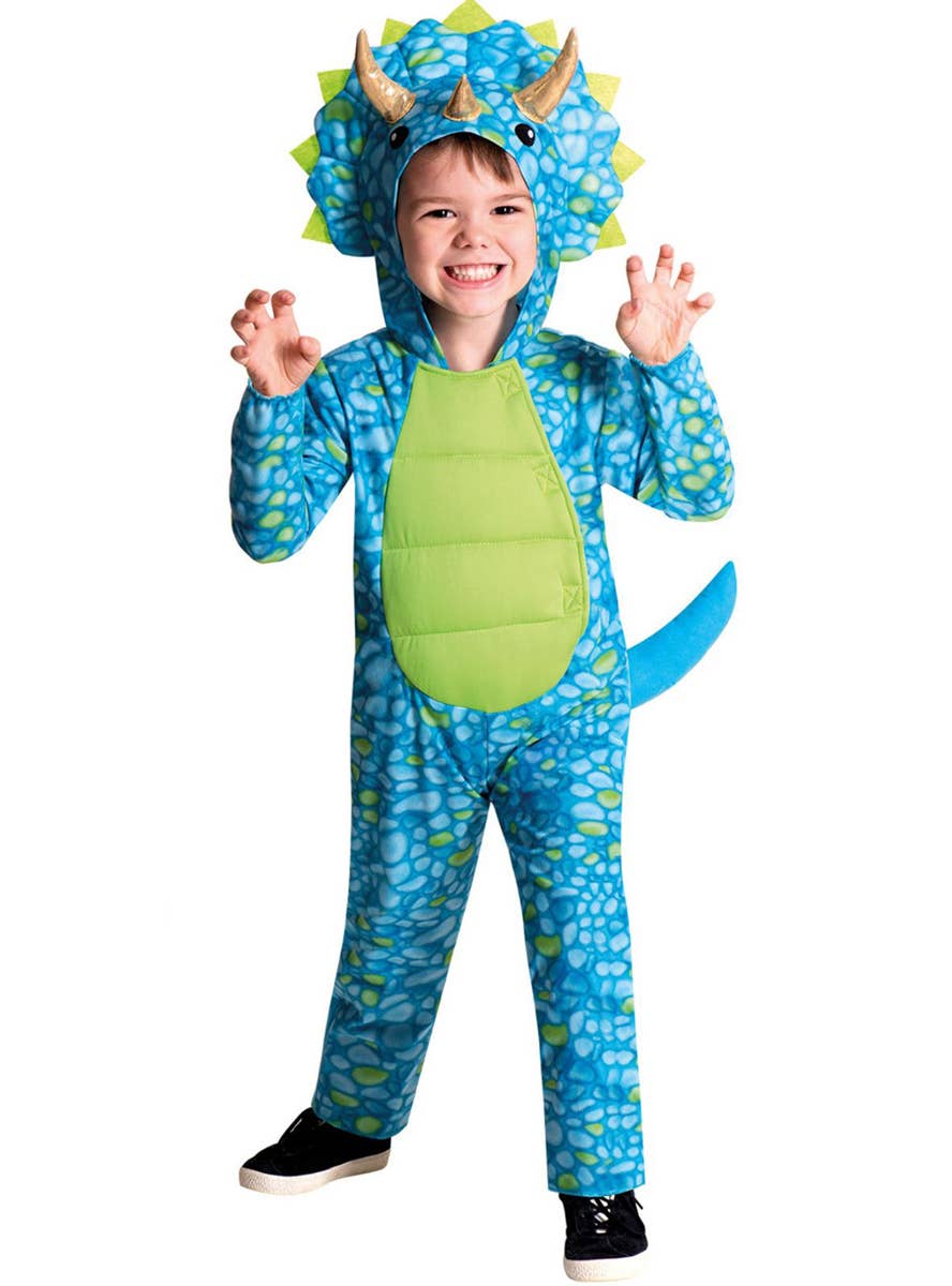 Image of Cute Blue Triceratops Boys Dress Up Costume - Main Image