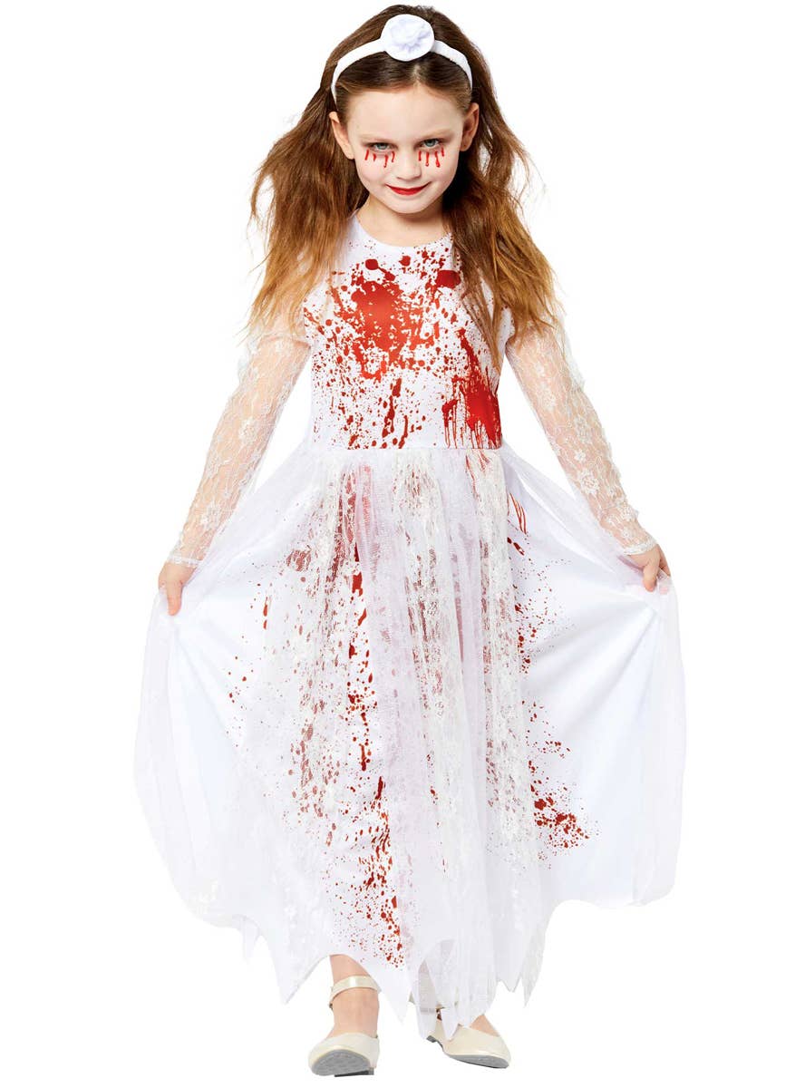 Image of Blood Splattered Zombie Bride Teen Girls Halloween Costume