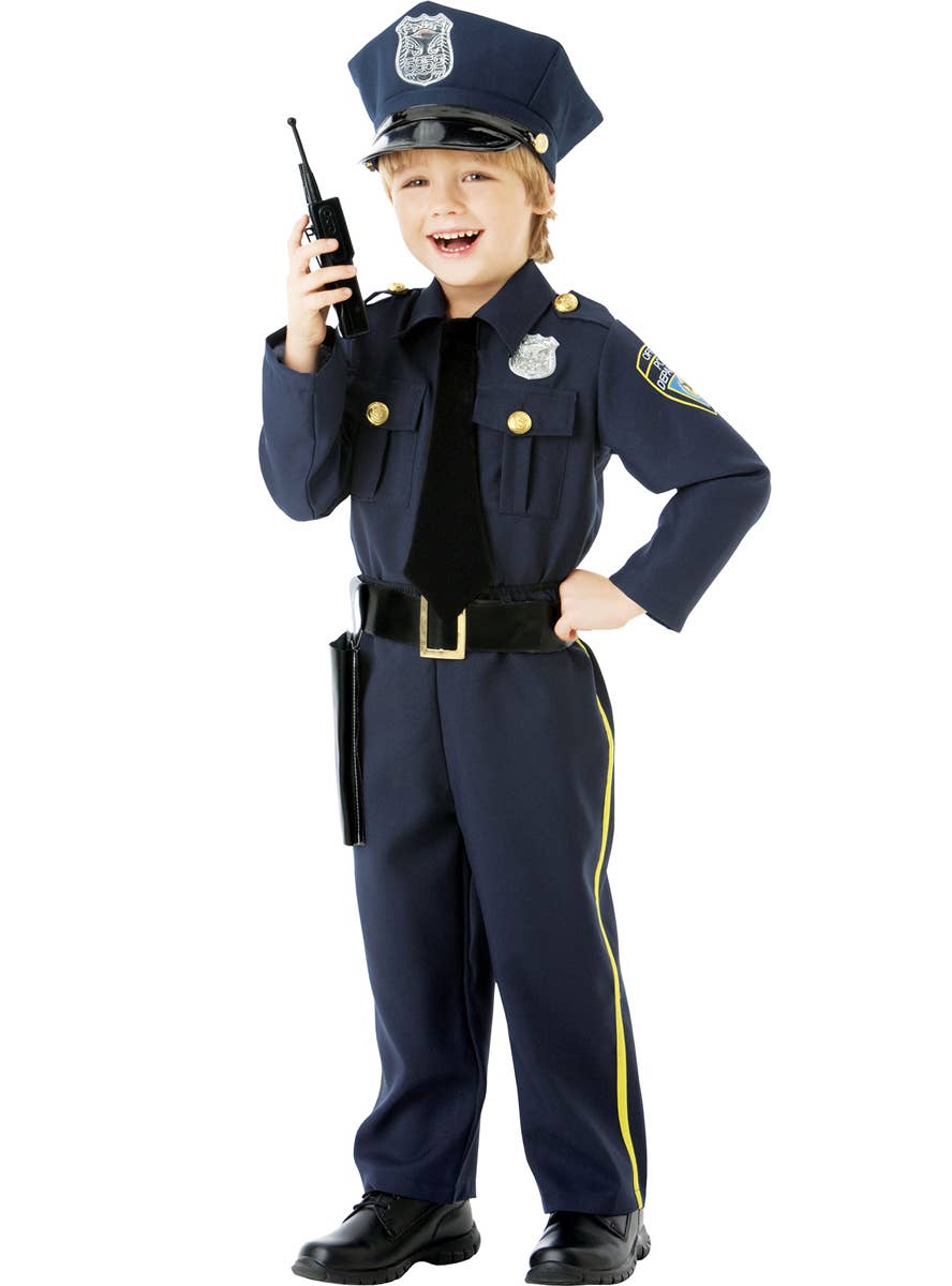 Boys Navy Blue Police Office Uniform Costume