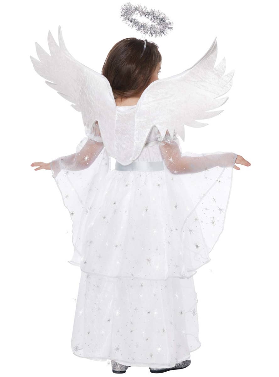 Toddler Girls White Christmas Angel Costume Back Image